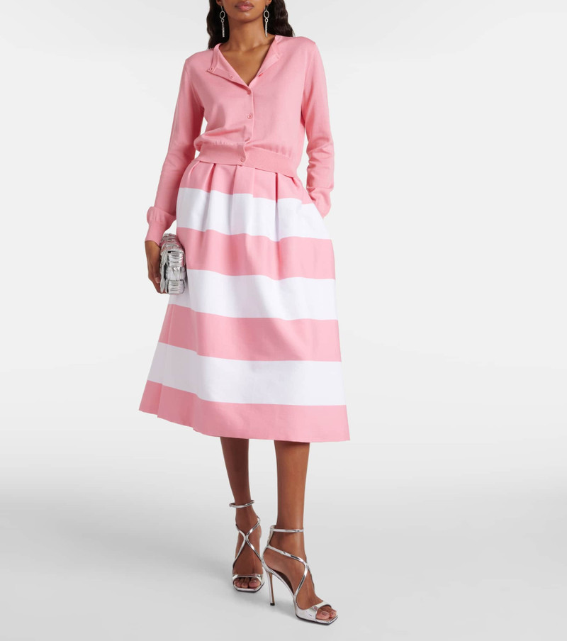 CAROLINA HERRERA Striped pleated cotton-blend midi skirt outlook