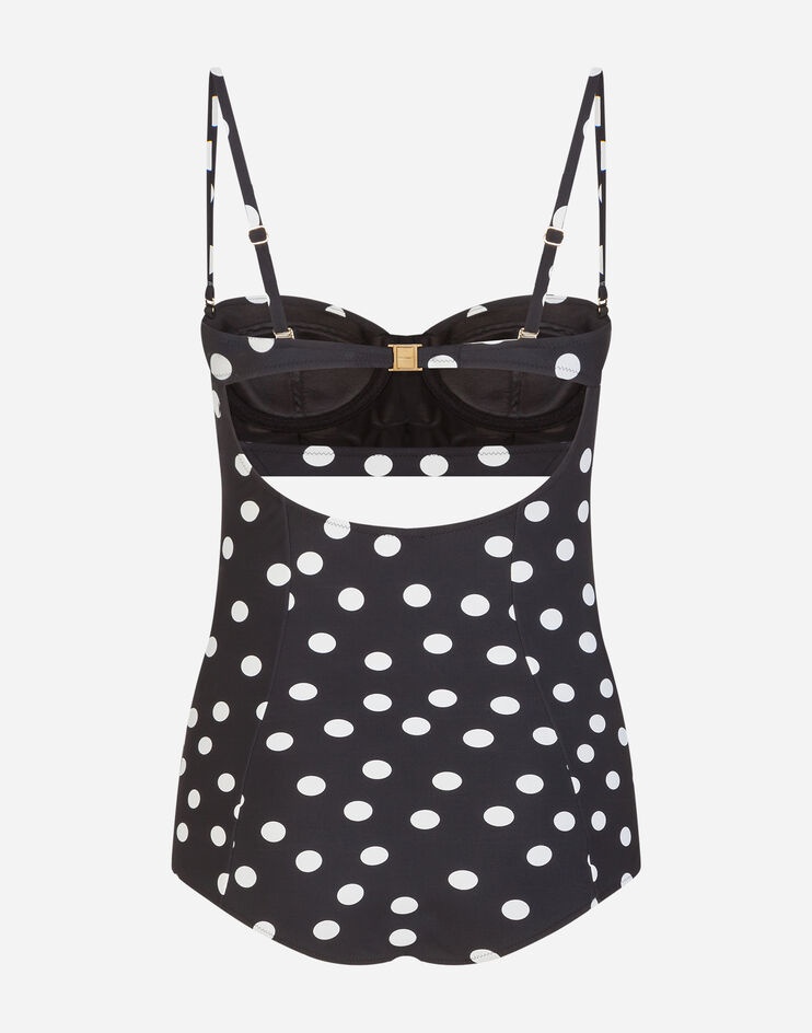 One-piece balconette swimsuit with polka dot print - 2