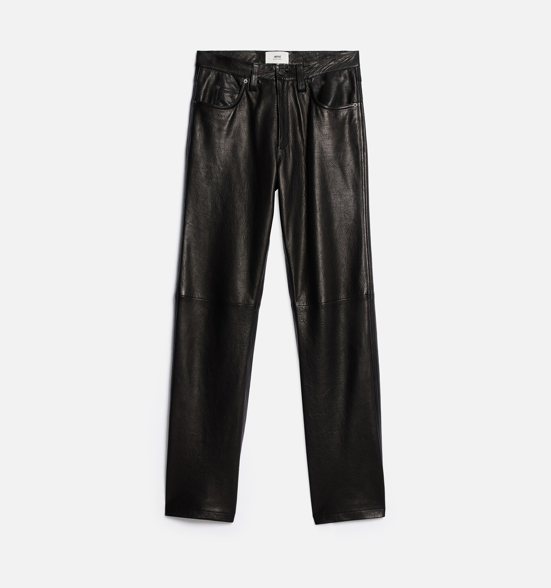 Leather Straight Fit Trousers - 5
