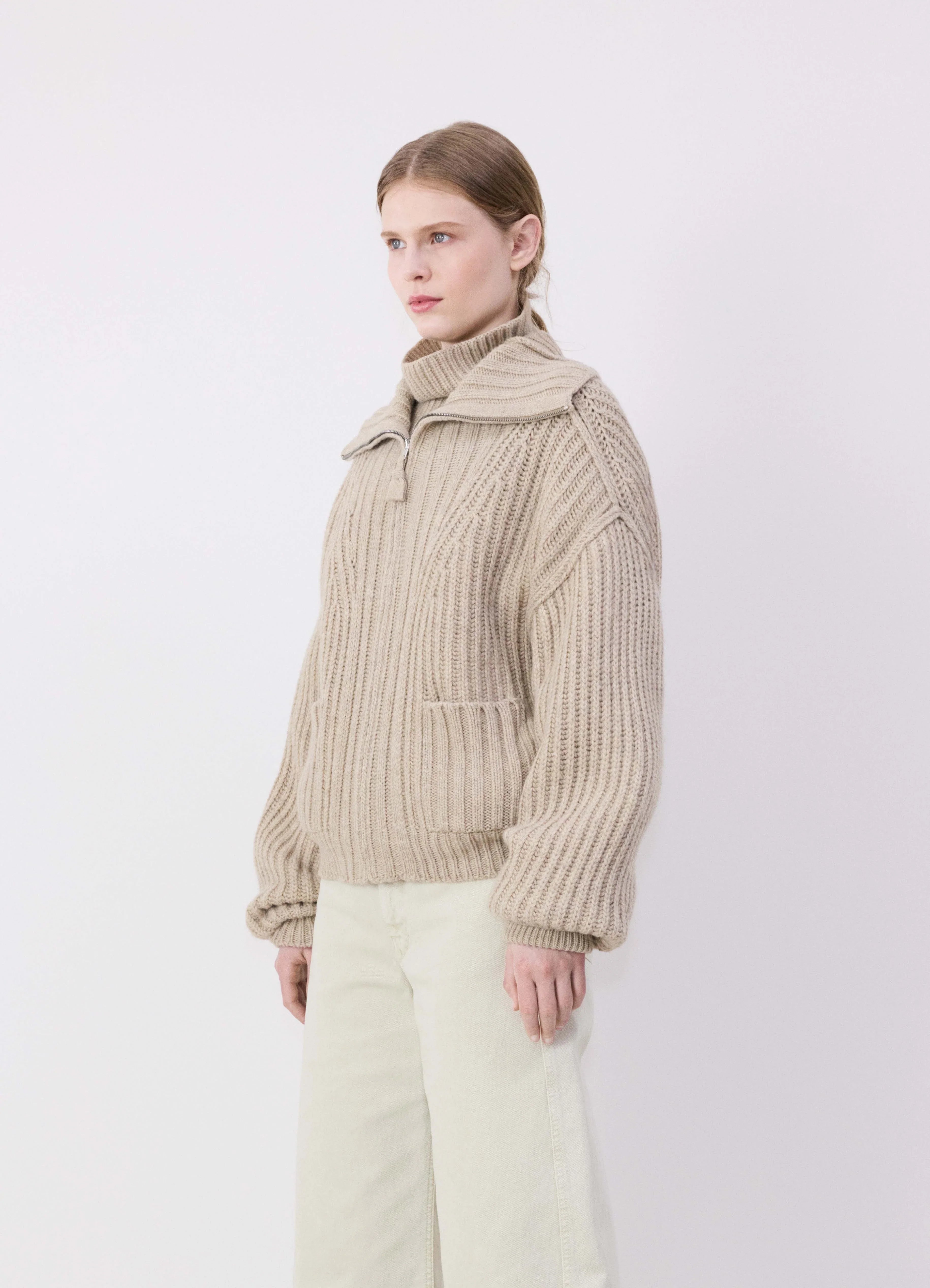 TRUCKER COLLAR ZIPPED CARDIGAN - 3