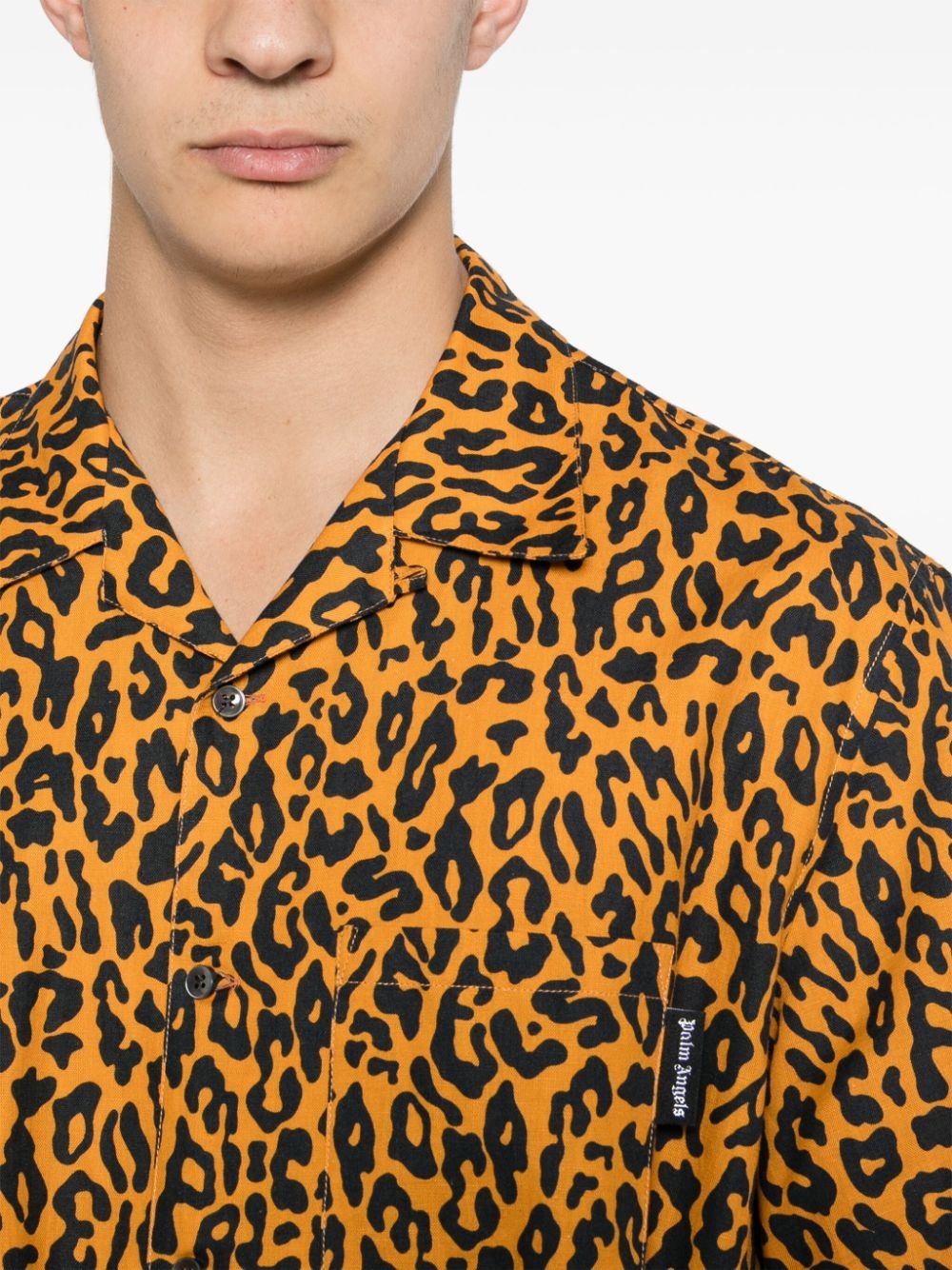 Palm Angels Cheetah Bowling Shirt Orange - 4