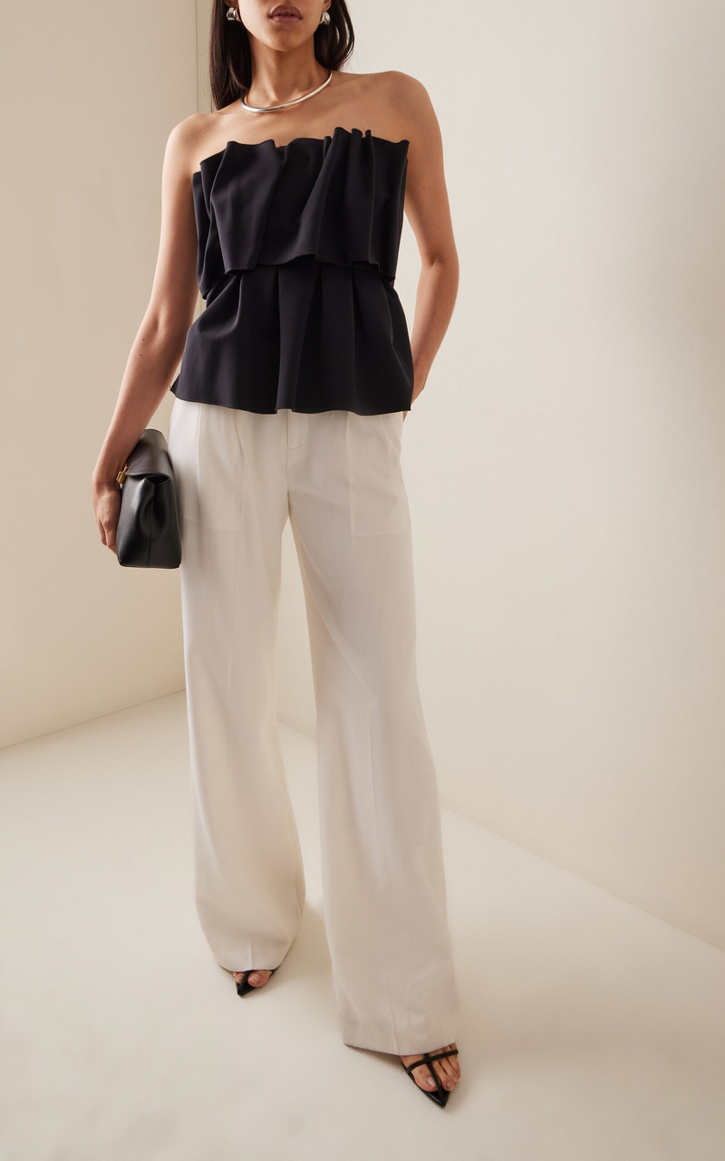 House of Dagmar Ruffled Stretch-Crepe Strapless Top black outlook