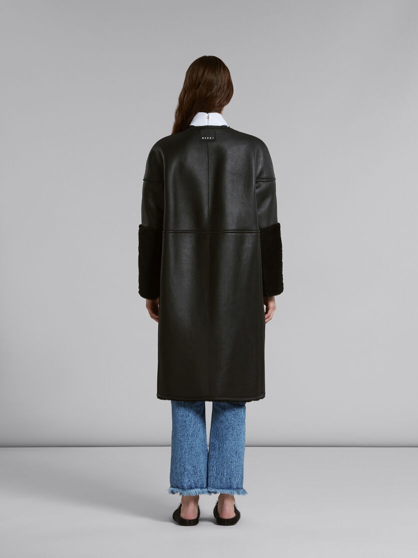 BLACK REVERSIBLE SHEARLING COAT - 3