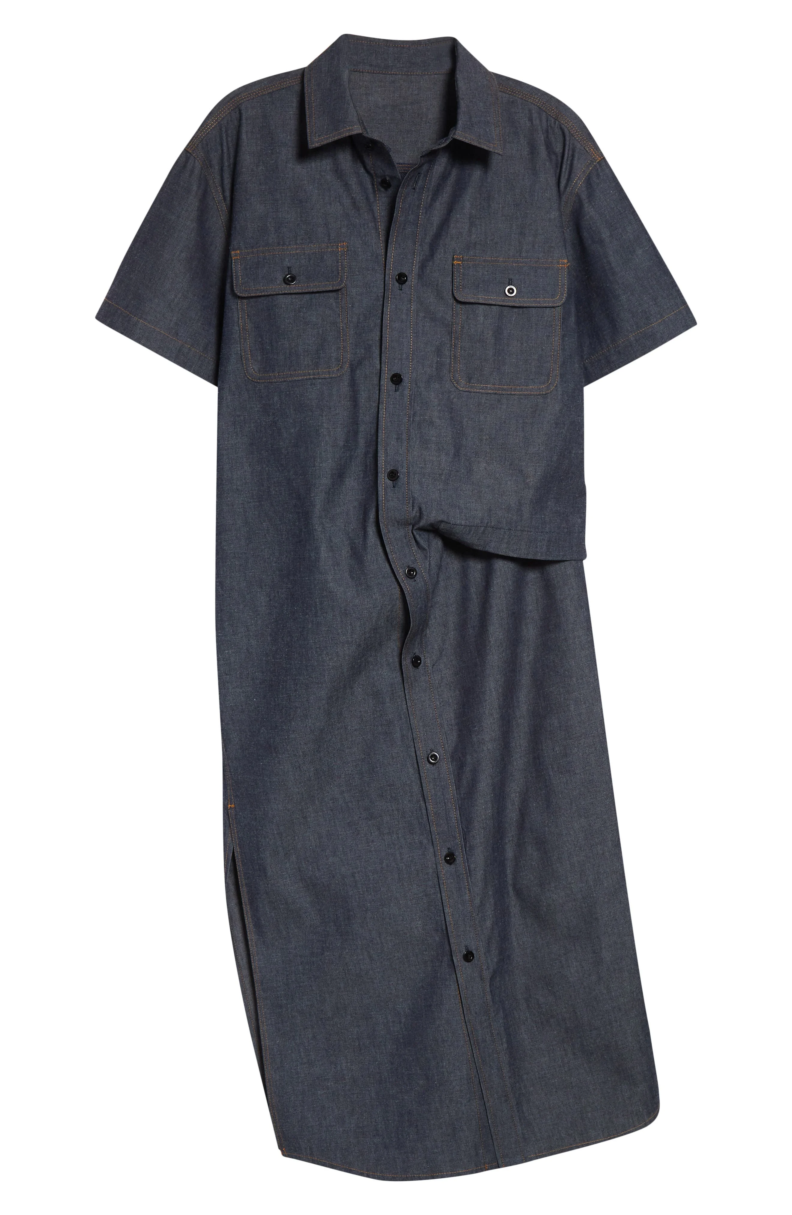 Sacai Draped Denim Shirtdress in Blue at Nordstrom - 1