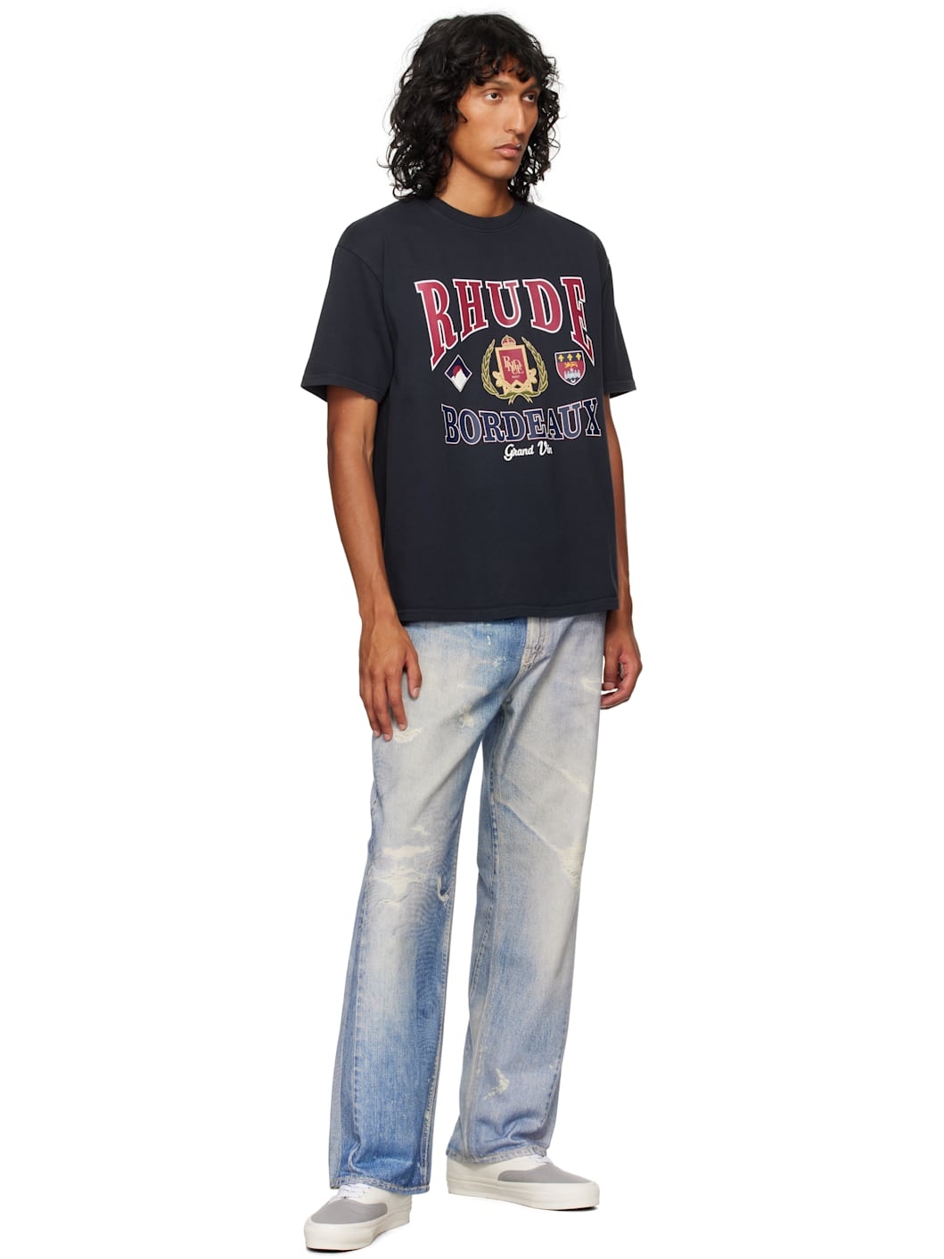 【関税込み】Rhude ブラック Bordeaux Grand Tシャツ Rhude Black Bordeaux Grand T-shirt | ssense | REVERSIBLE