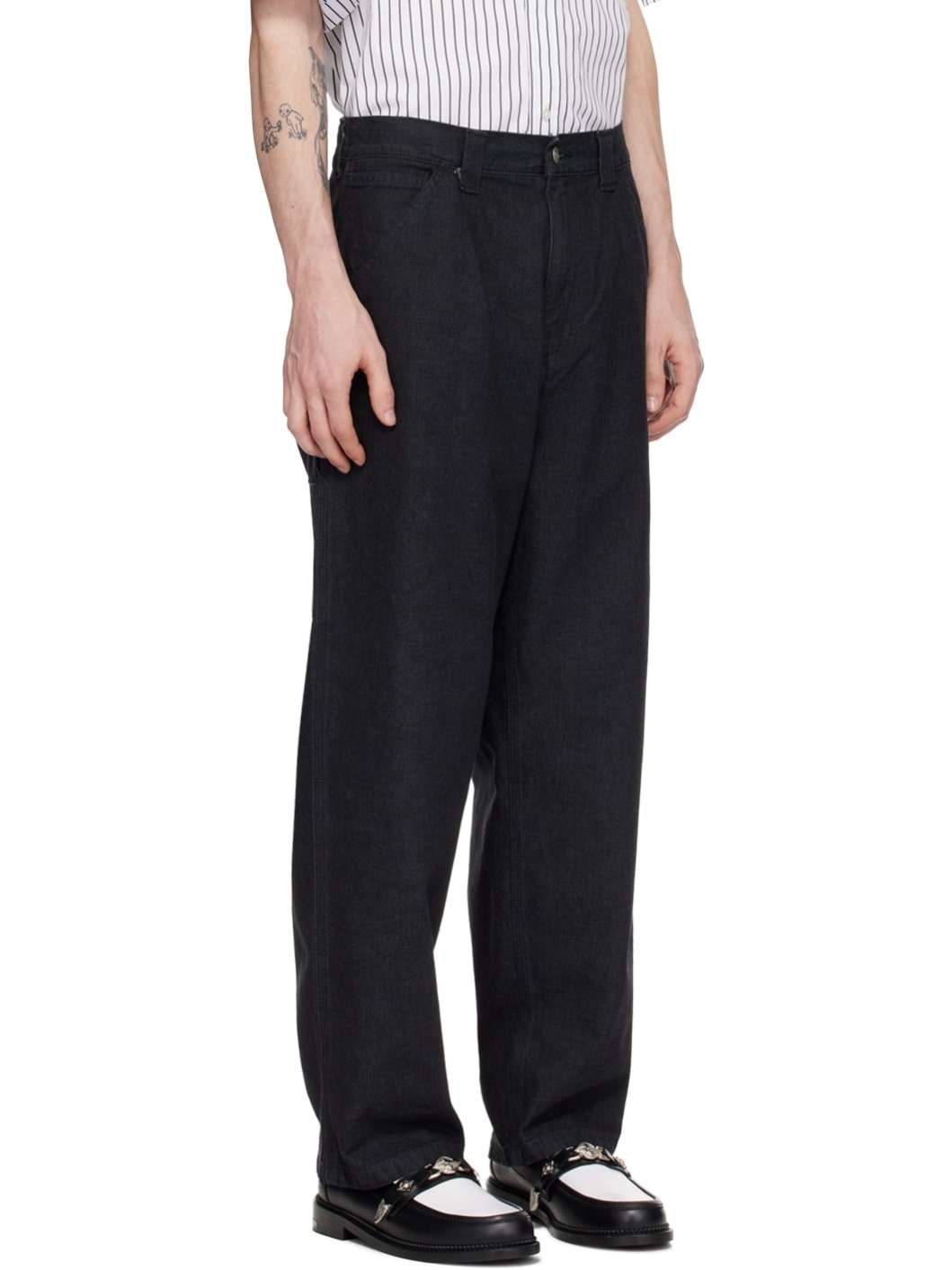 Black OG Single Knee Denim Trousers - 2