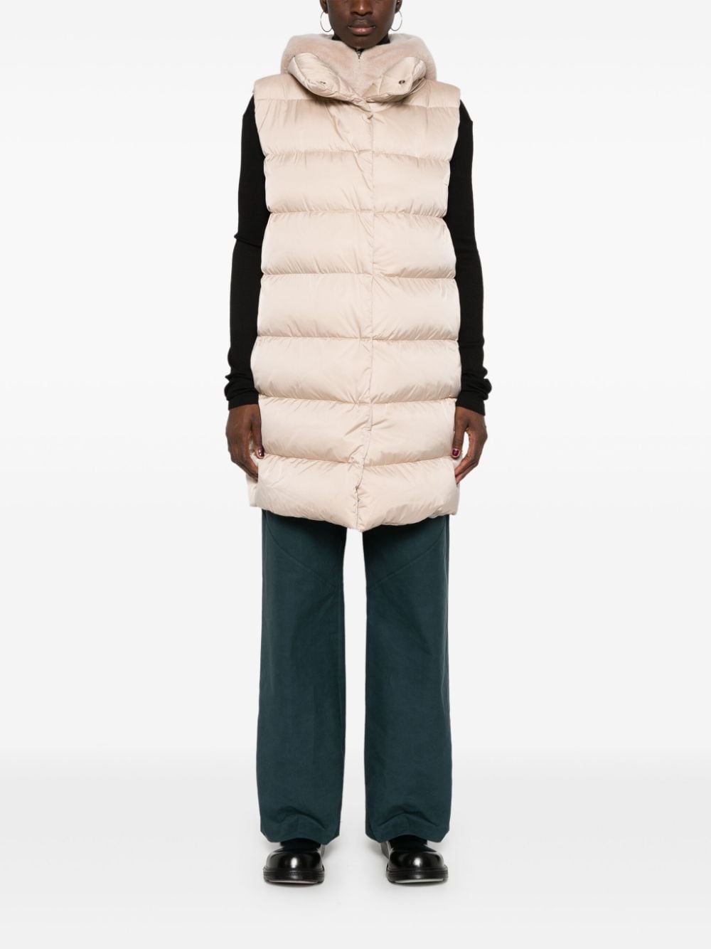 faux-shearling trim puffer coat - 2