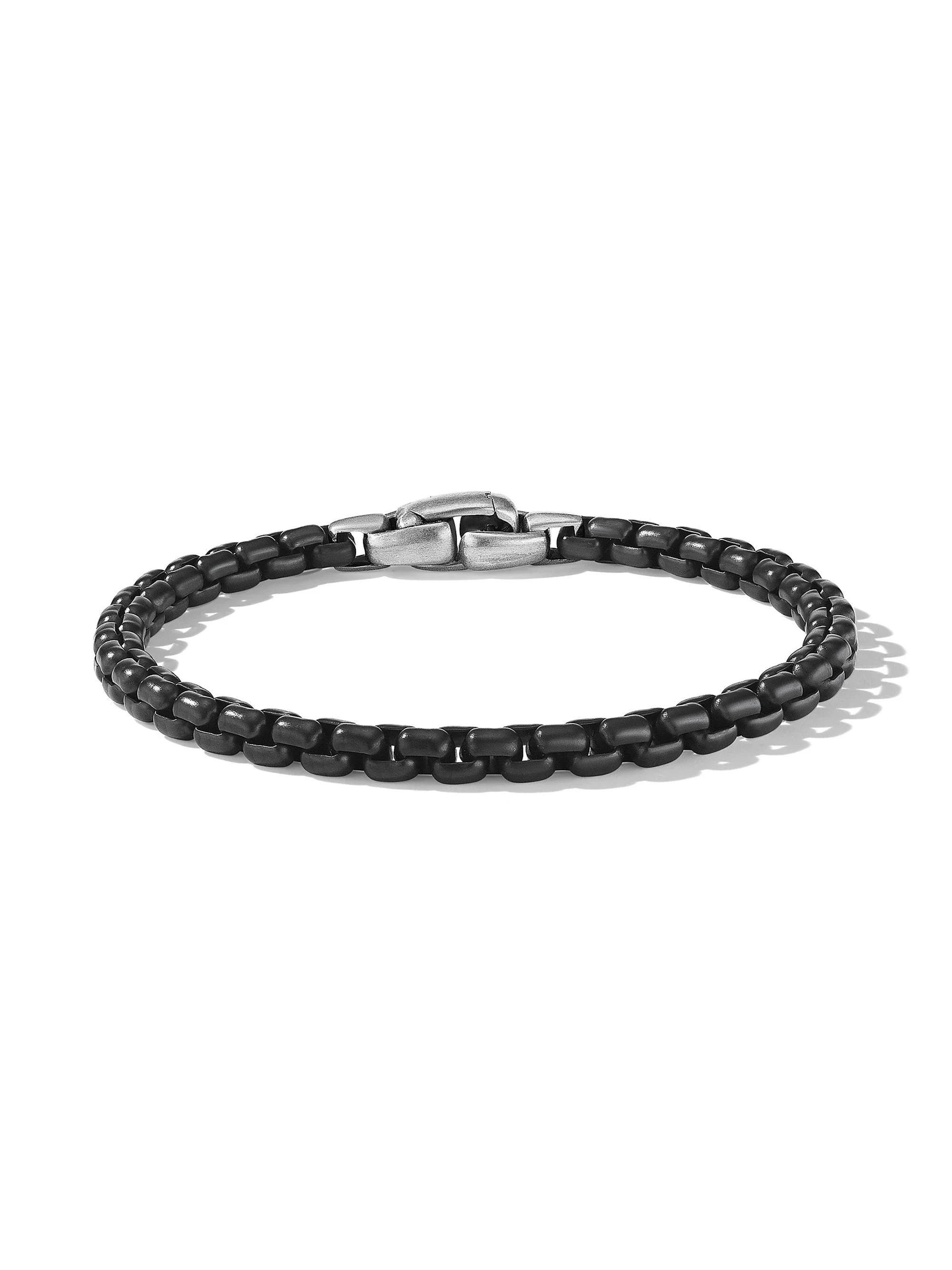 Men's Sterling Silver and Stainless Steel Box Chain Bracelet - Grey - 1