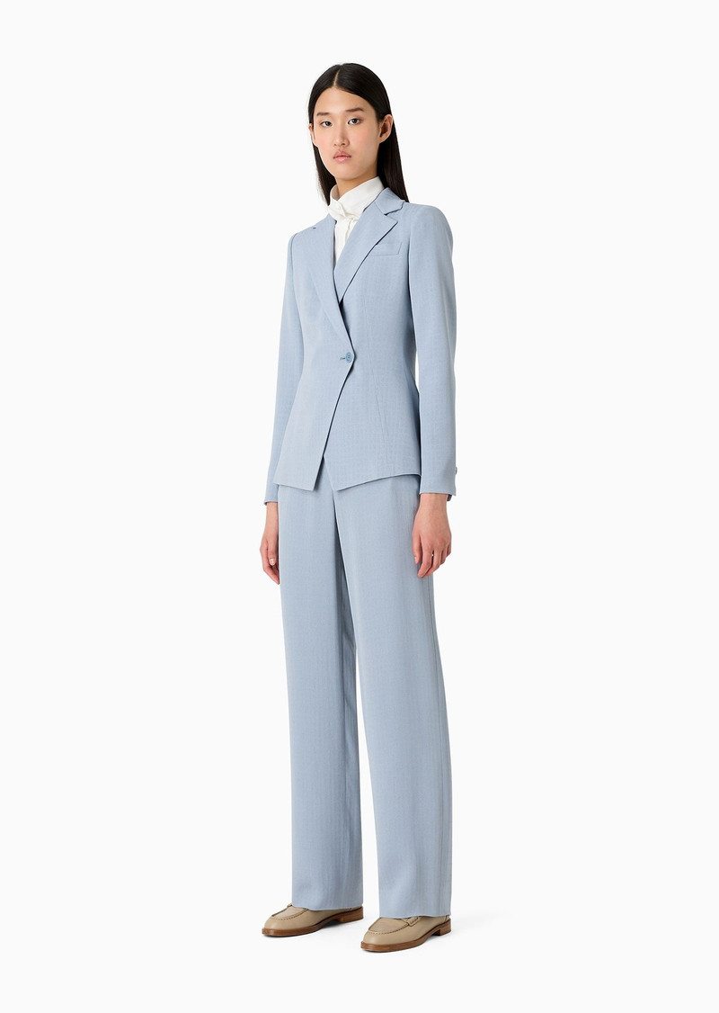 EMPORIO ARMANI Icon frisottino palazzo trousers with jacquard micro-check motif outlook