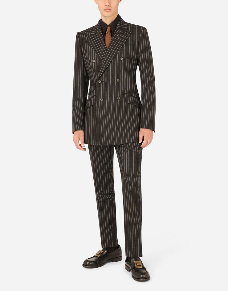 Double-breasted pinstripe wool Beat-fit jacket - 6