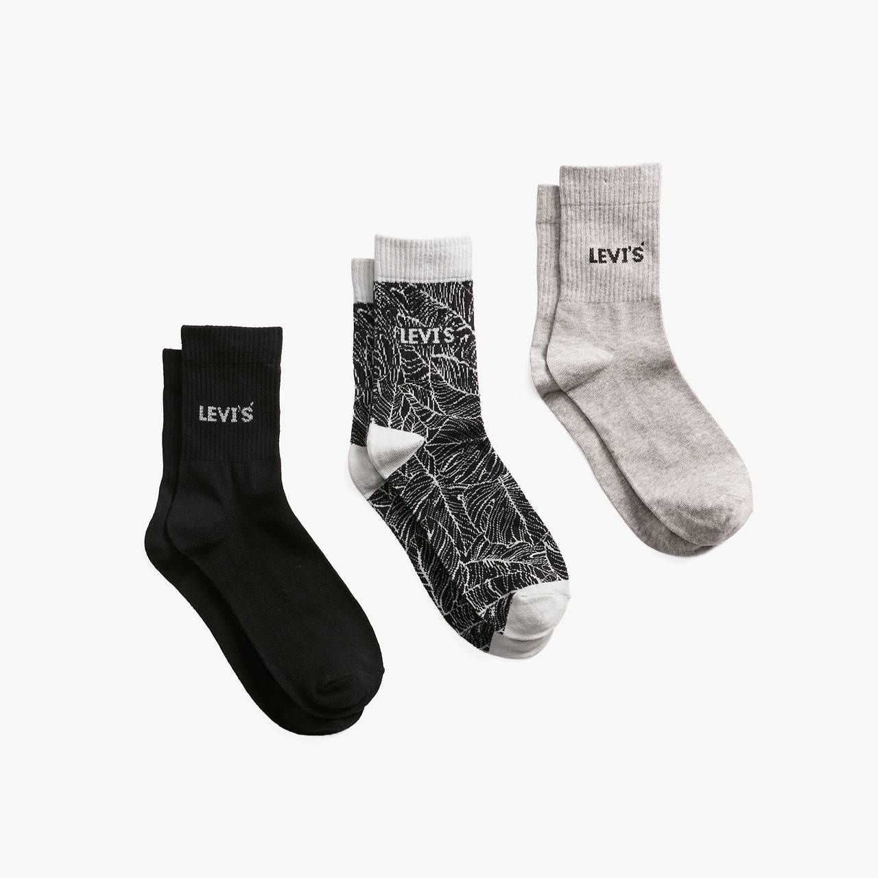 LEAF STENCIL SHORT CUT SOCKS (3-PACK) - 1