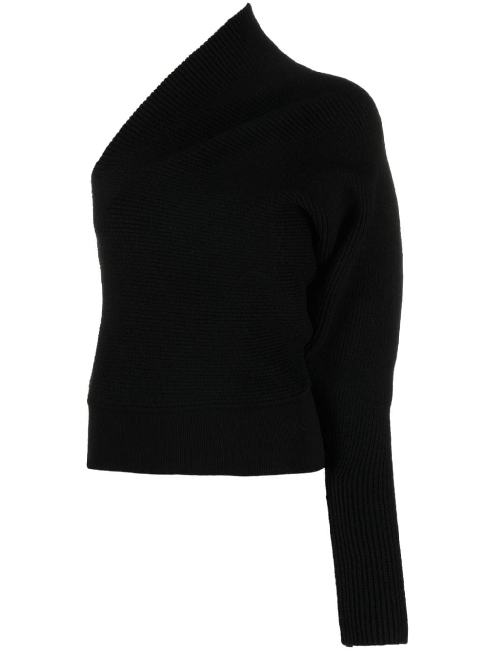 one-shoulder ribbed-knit jumper - 1