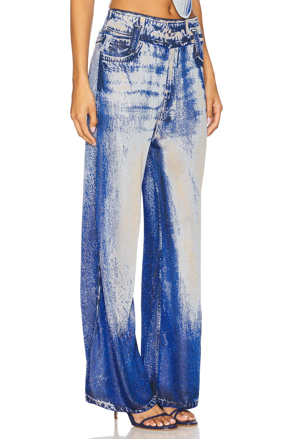 Aria Denim Print Wide Leg Pants - 2