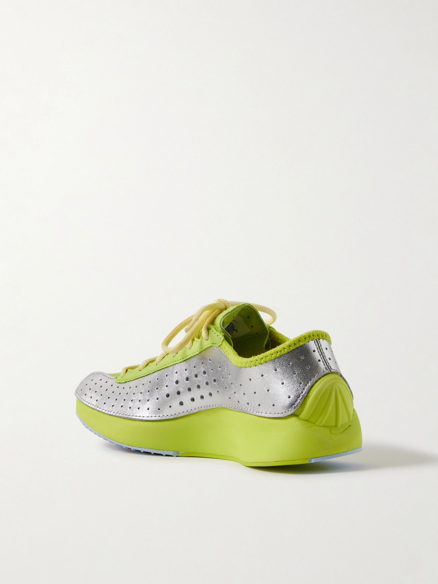 Air Superfly suede and perforated metallic leather sneakers Chartreuse - 3