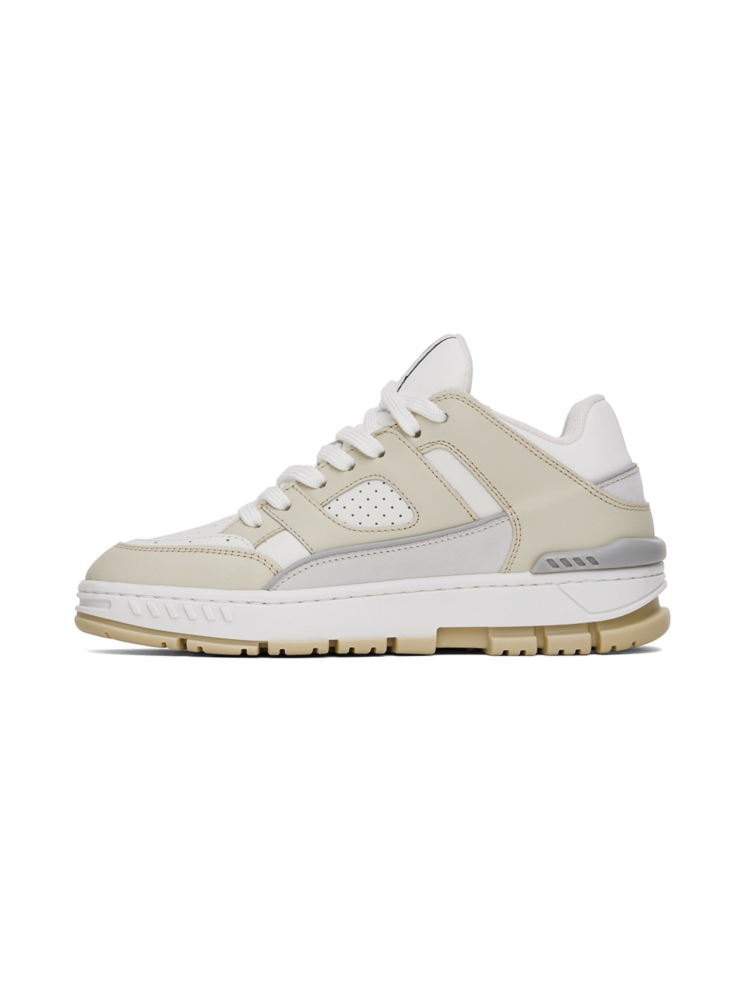 White & Beige Area Lo Sneakers - 3