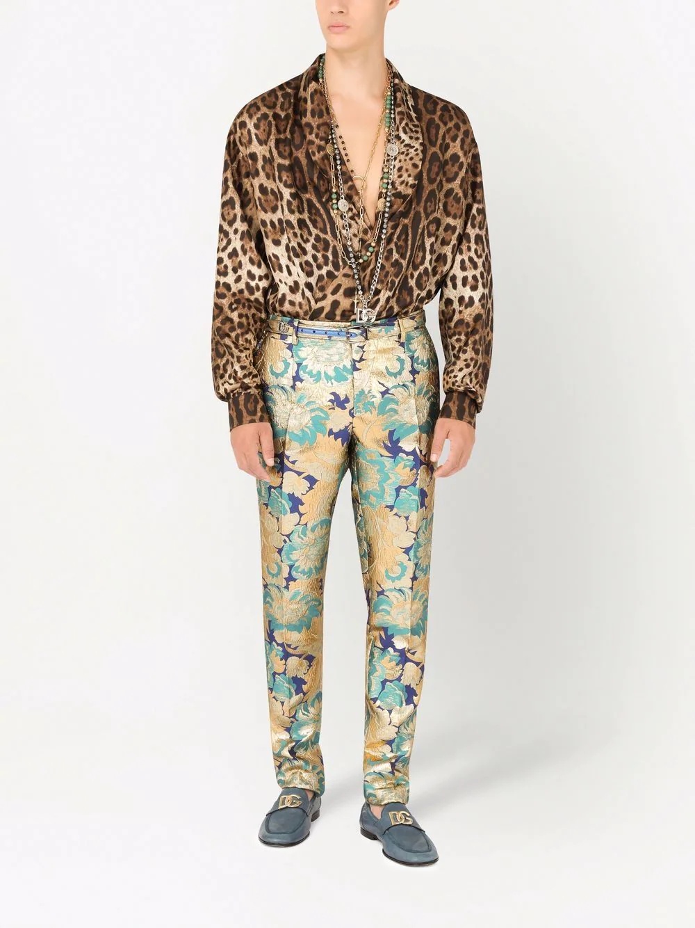 patterned jacquard tailored trousers - 2