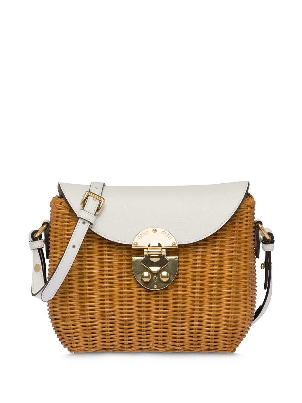 wicker and leather shoulder bag - 1