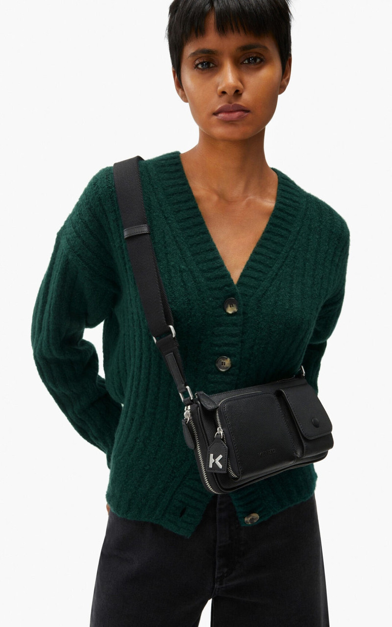 Small KENZO Kompact grained leather shoulder bag 1