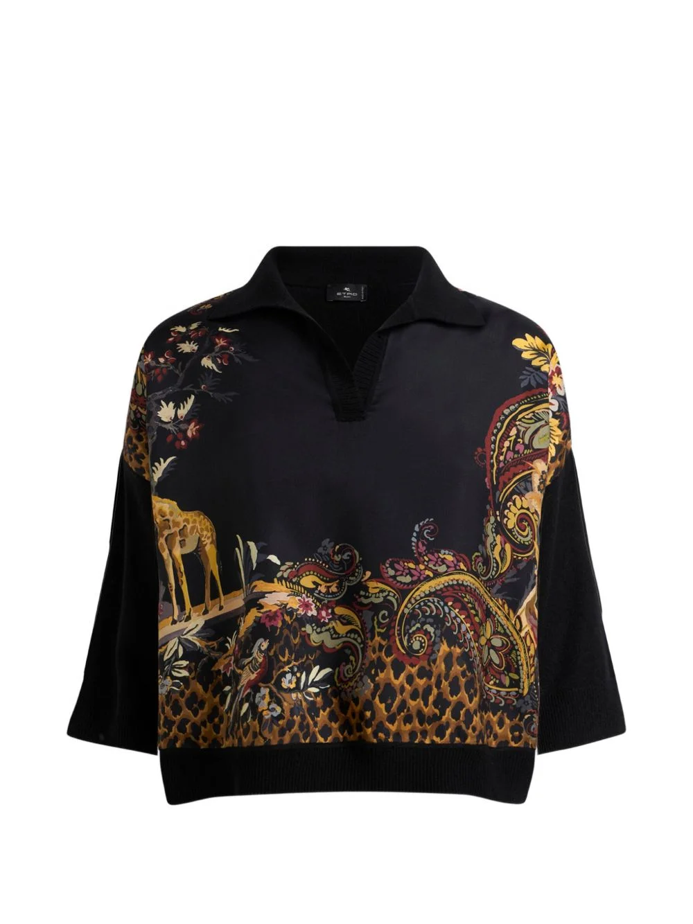 wool-blend sweater with placed animal and Paisley-print - 1