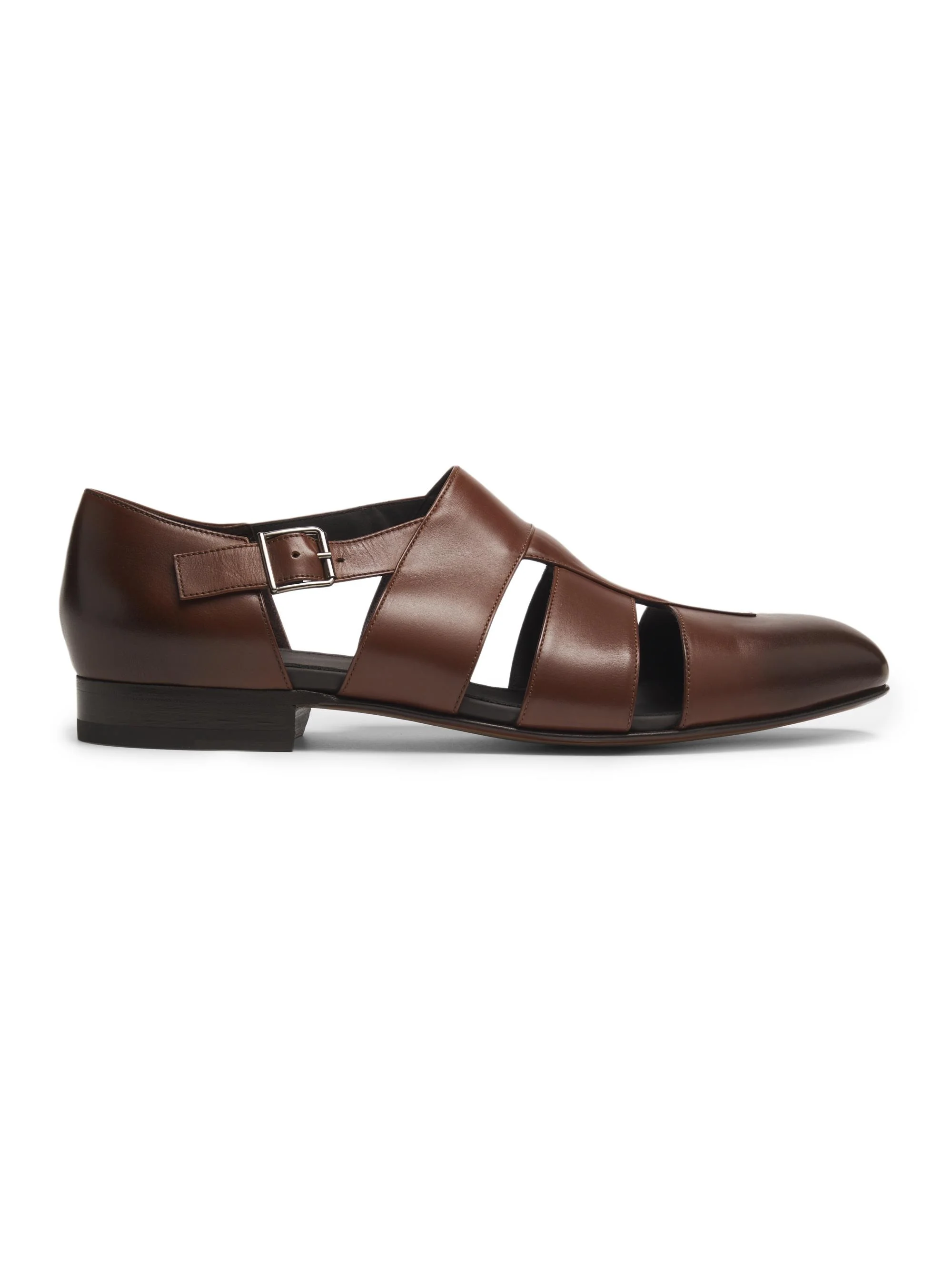 Men's Hickory Leather Fisherman Sandals - Dark Brown - 1