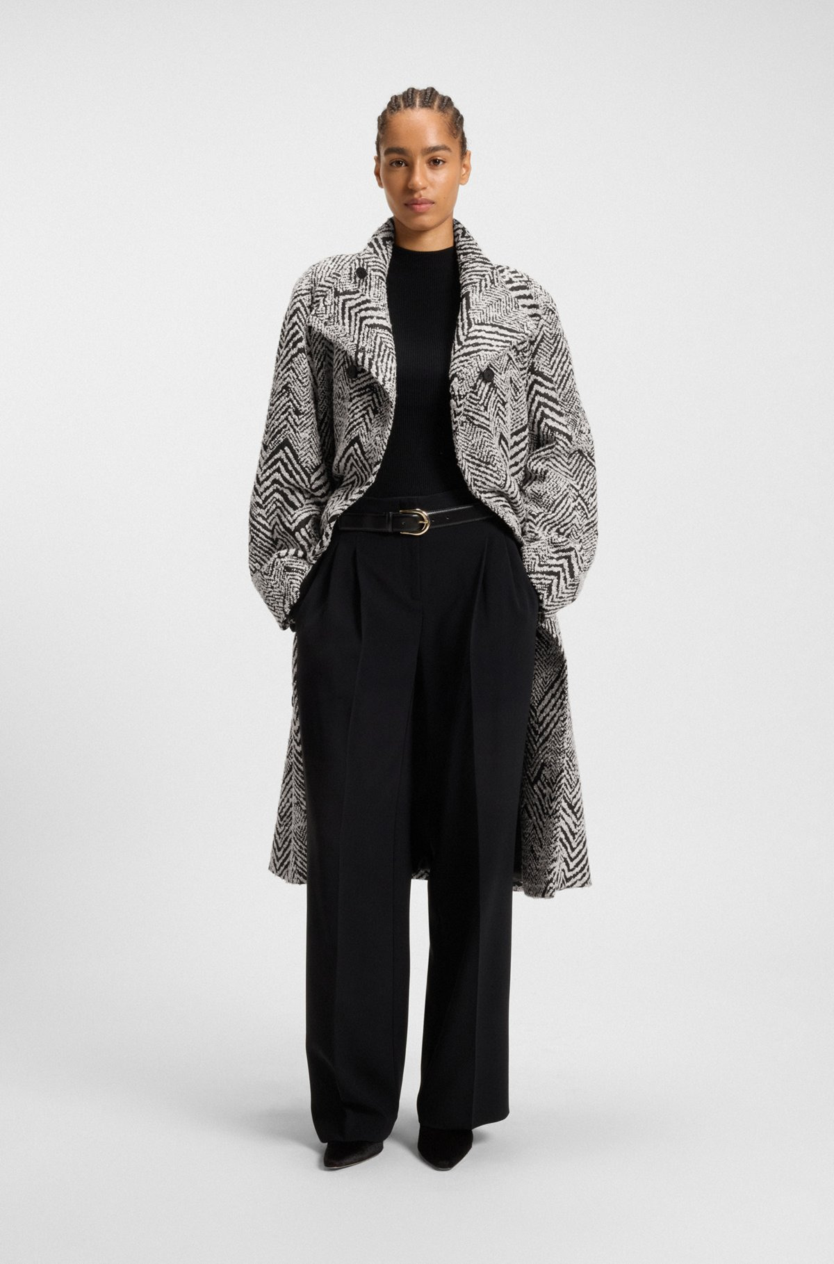 REGULAR-FIT COAT IN HERRINGBONE BOUCLÉ - 3