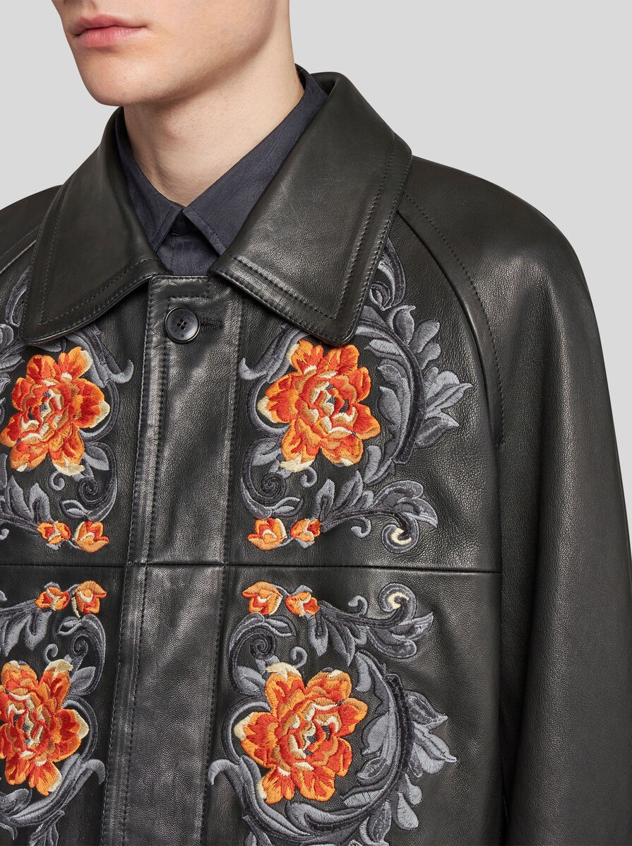 LEATHER JACKET WITH EMBROIDERY - 2
