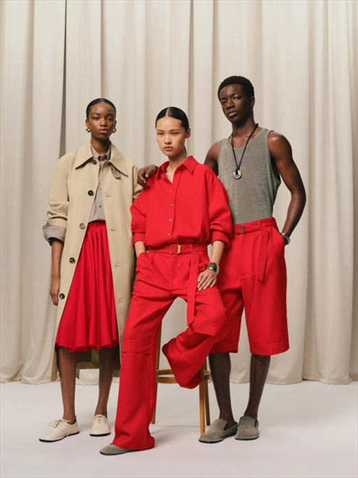 POPPY RED WOOL CARGO TROUSERS - 3