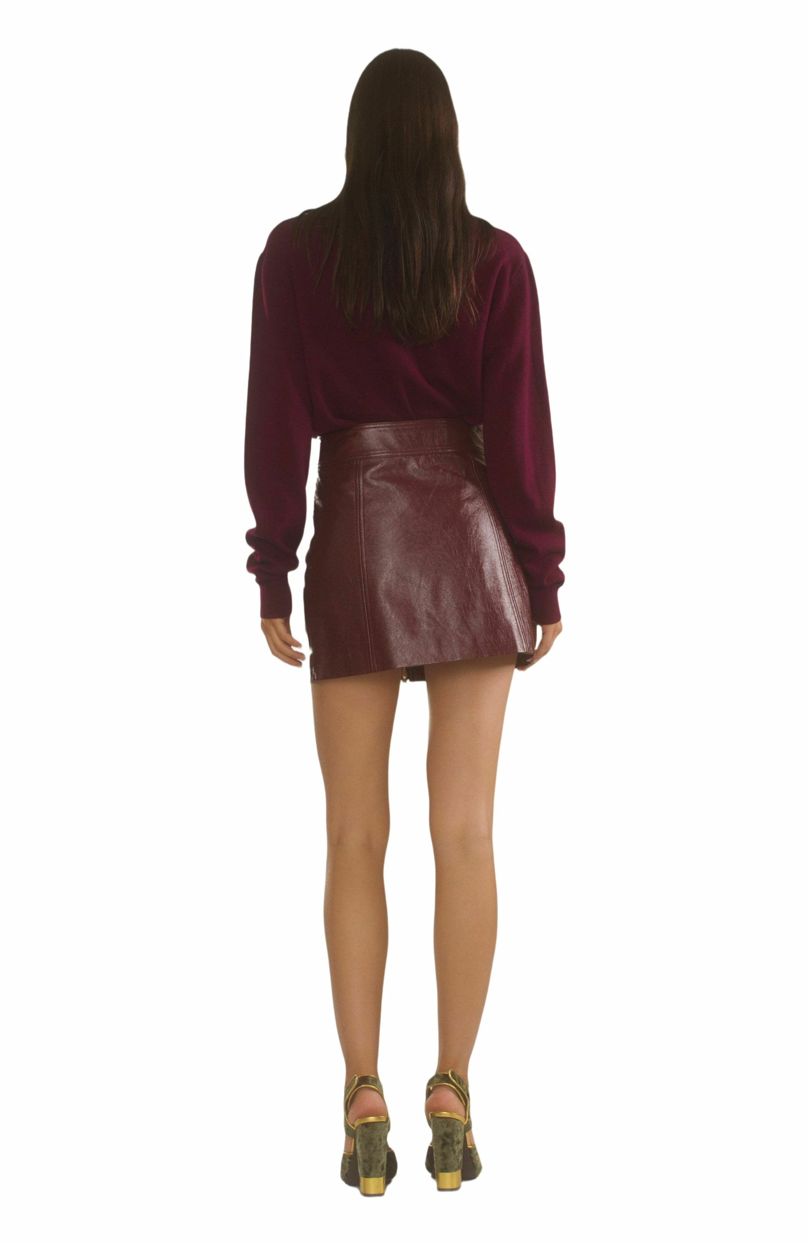 Cynthia Rowley Harper Vegan Leather Skirt in Oxblood at Nordstrom - 3