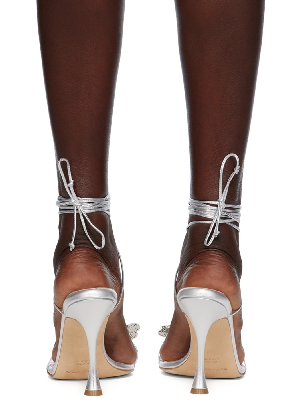 Silver Strappy Jewelry Heeled Sandals - 2