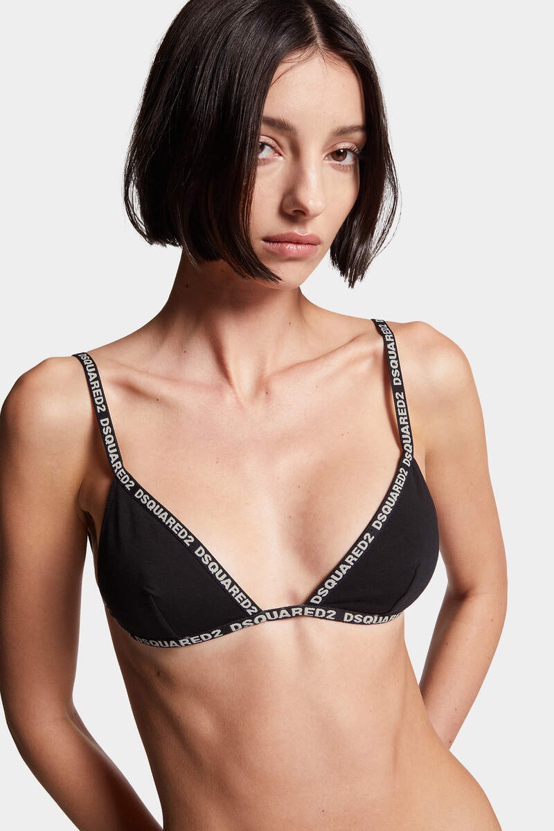 DSQUARED2 LOGO COTTON TRIANGLE BRA - 3