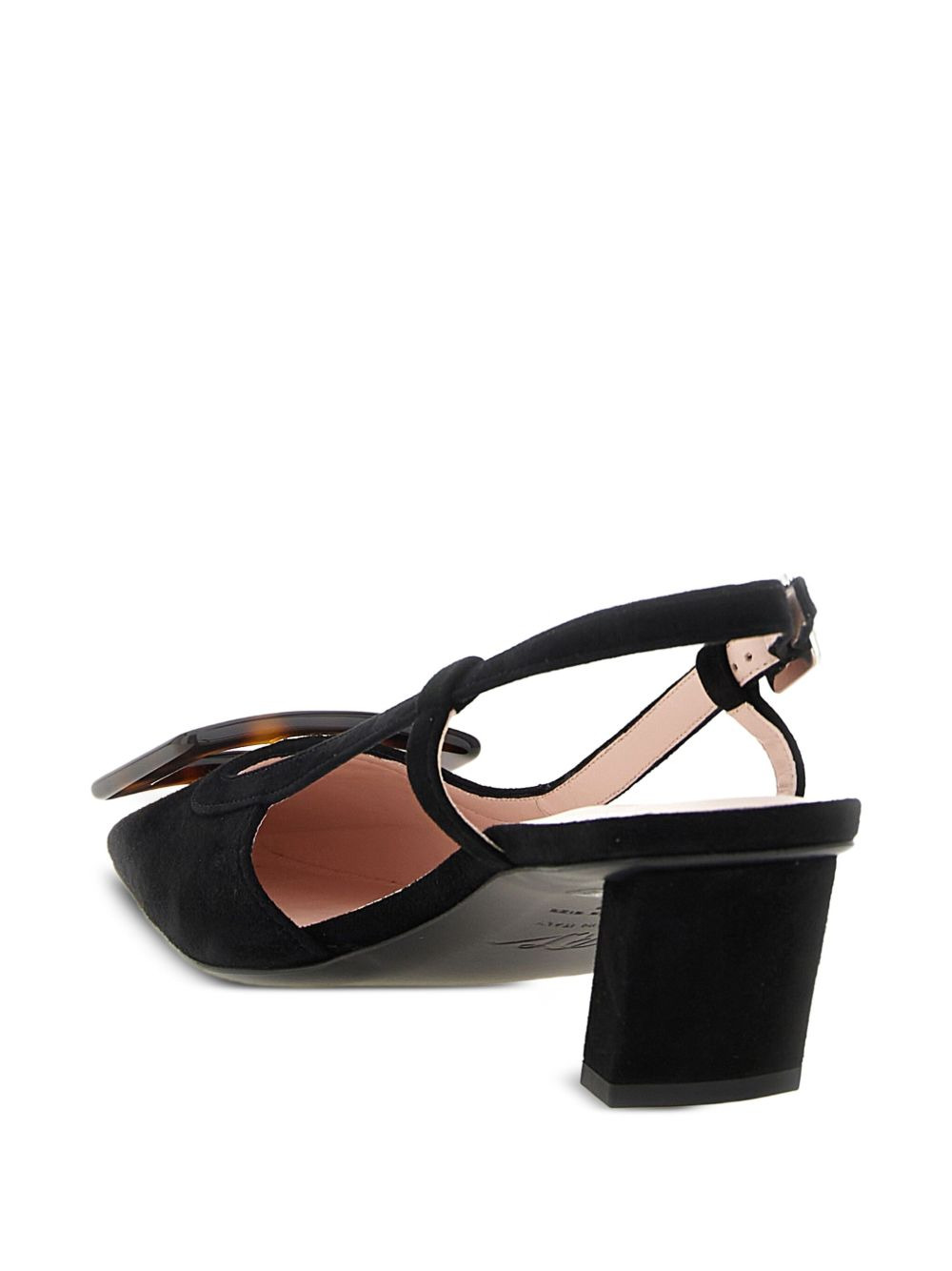 45mm Belle square-toe buckle slingback pumps - 3