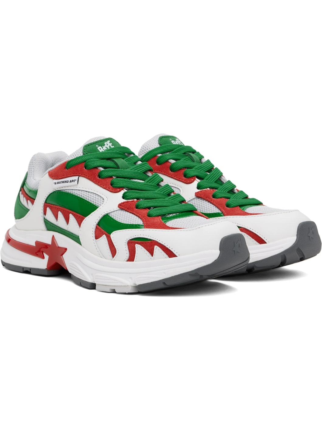 White & Green Shark STA Italy M1 Sneakers - 4