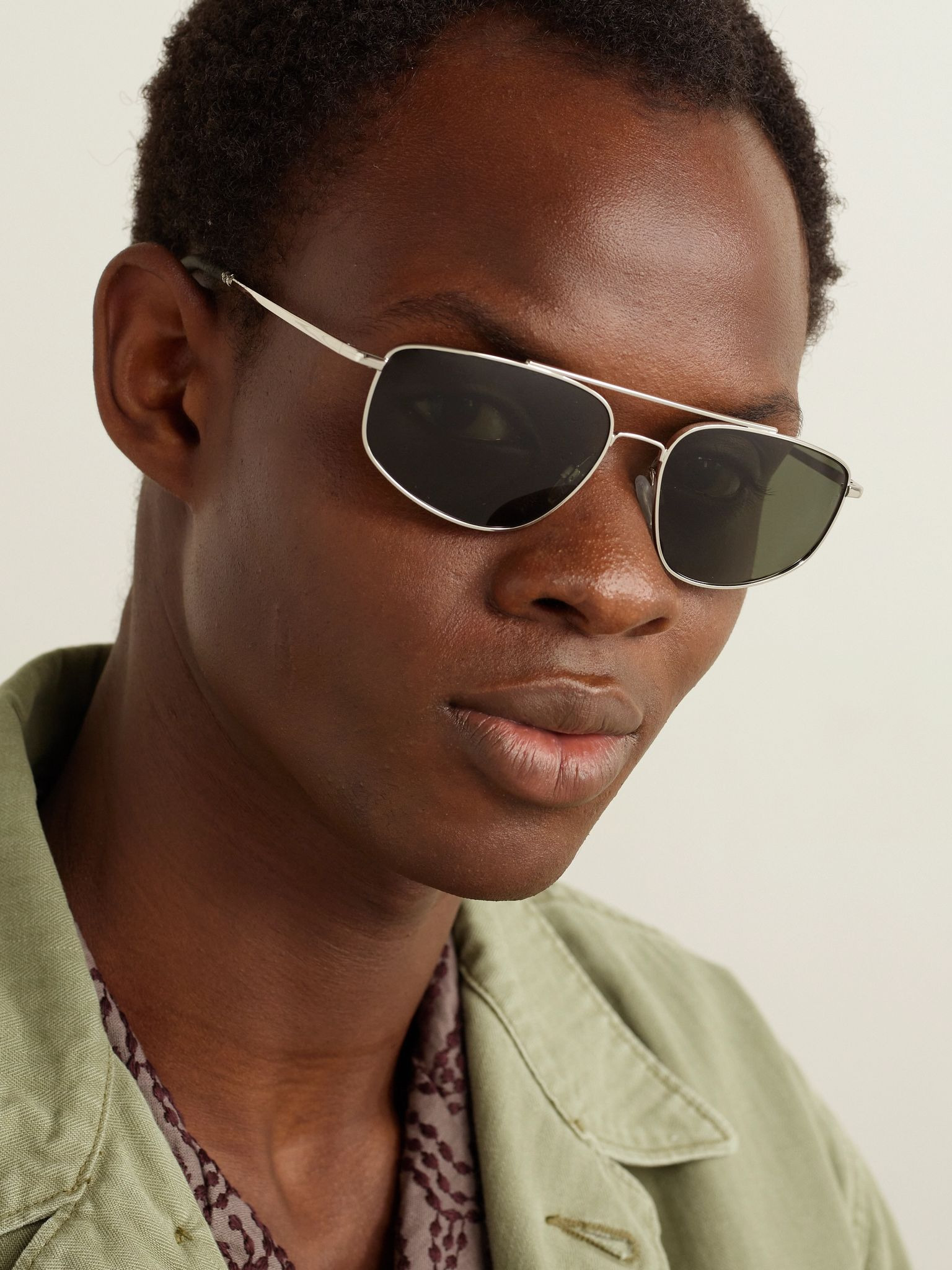 + Roger Federer R-14 Aviator-Style Gold-Tone Sunglasses Silver - 2