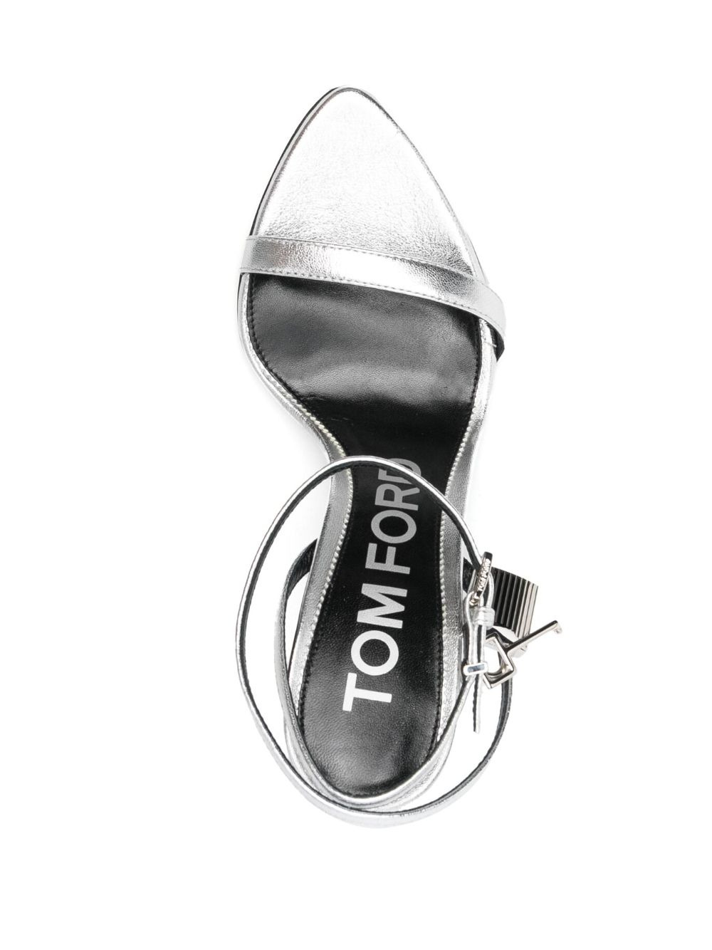 padlock-detail metallic sandals - 4