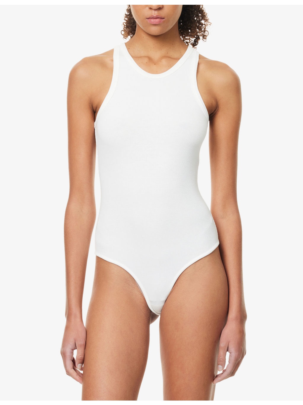 Ribbed Sleeveless Stretch-Woven Bodysuit - 3