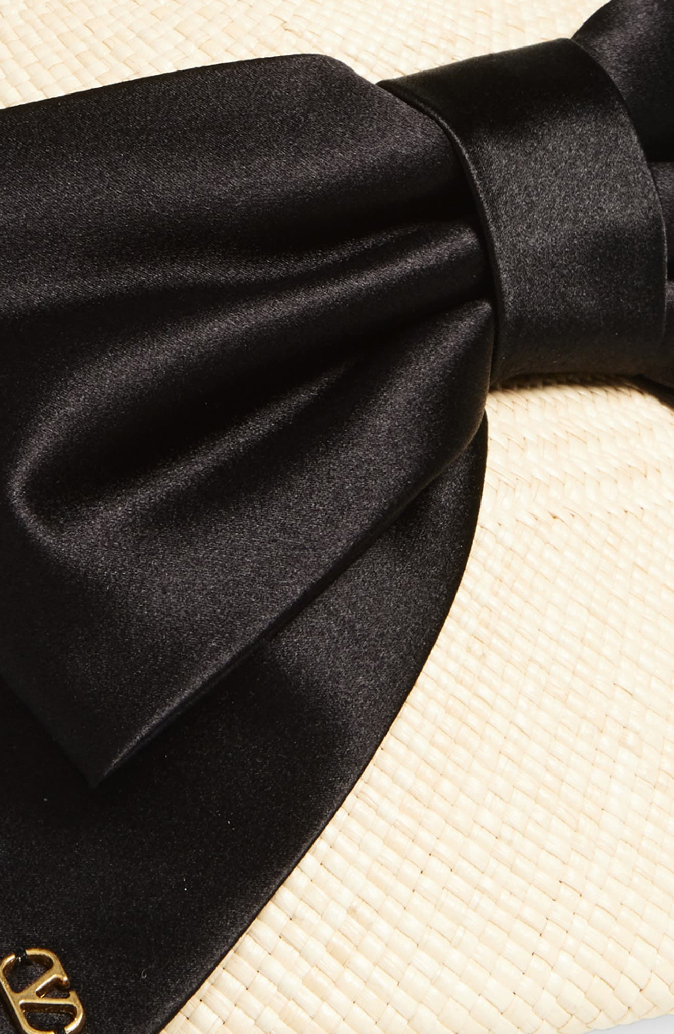 Valentino Garavani VLOGO Signature Straw Hat in Naturale/Nero/Antique Brass at Nordstrom - 3