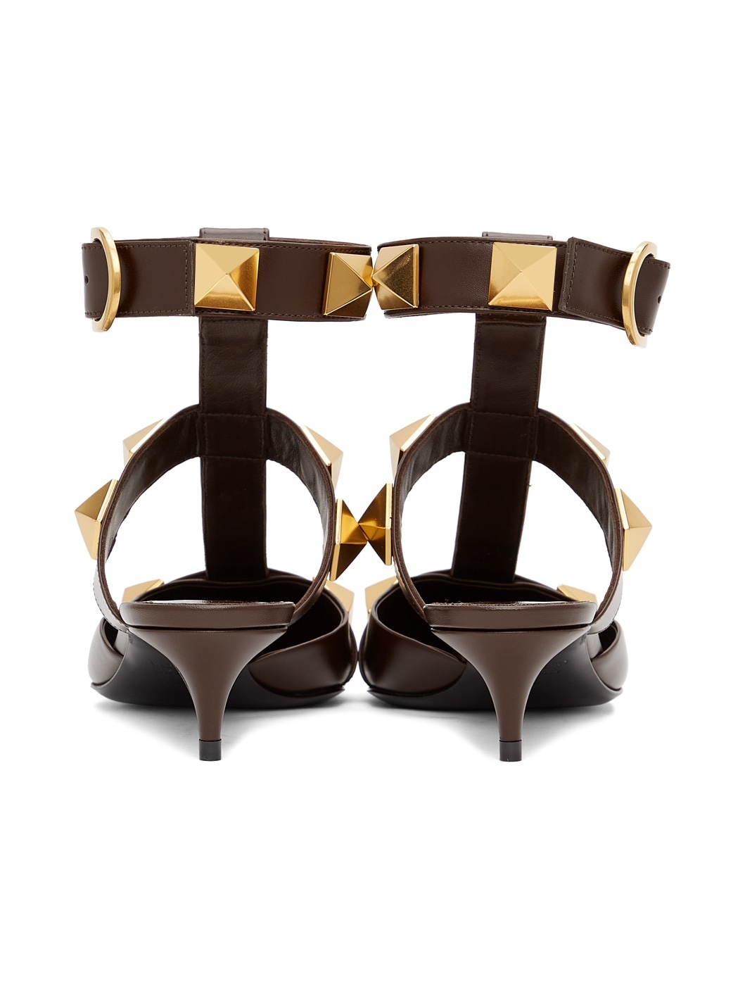 Brown Medium Roman Stud Heels - 4