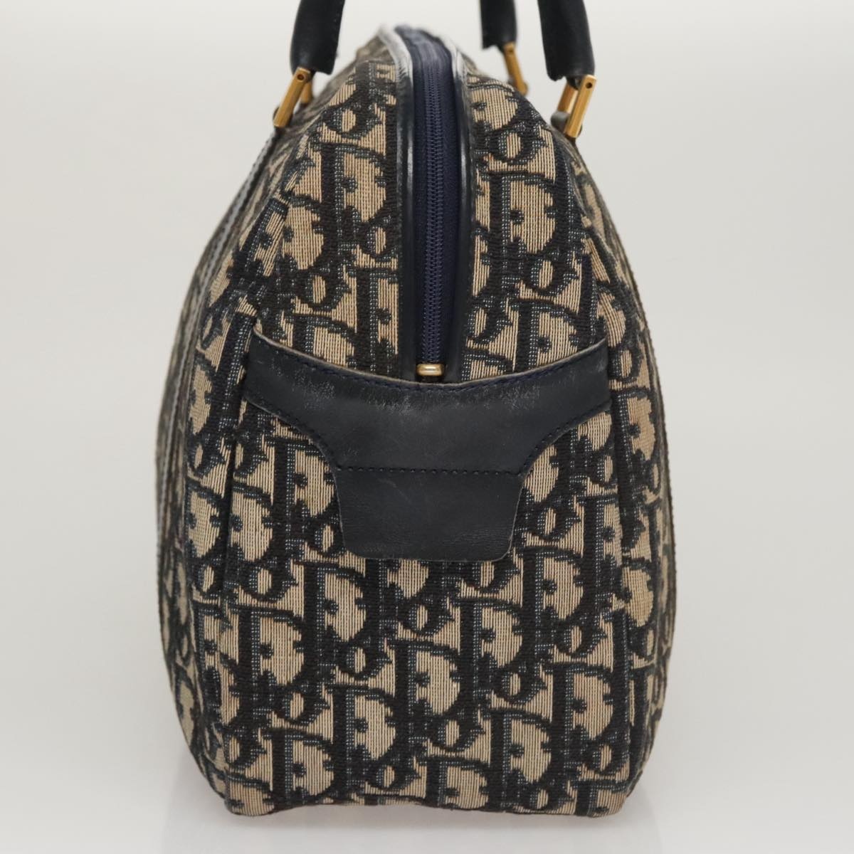 DIOR Trotter Canvas Hand Bag Navy Gold - 4