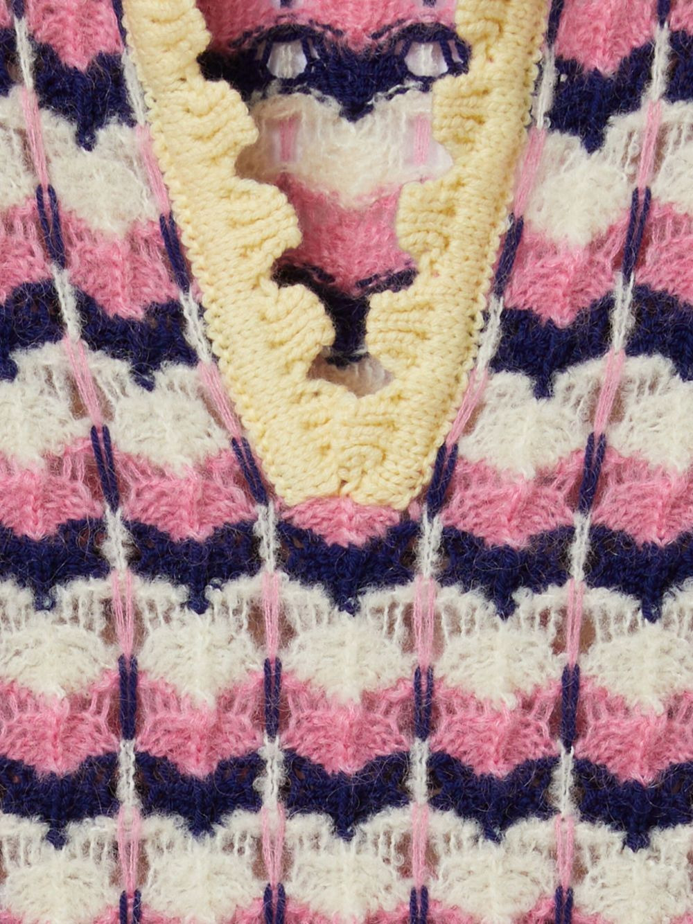 crochet-trimmed geometric-pattern sweater - 4