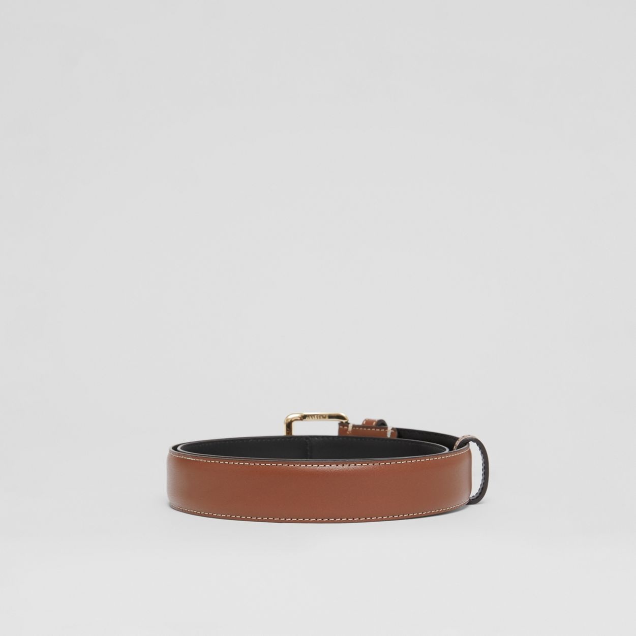 Monogram Motif Topstitched Leather Belt - 5