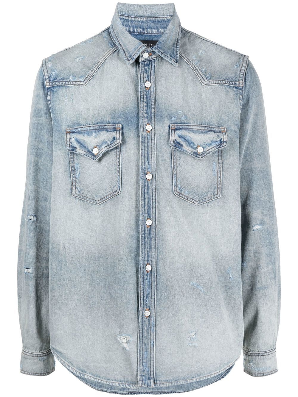 light-wash denim shirt - 1