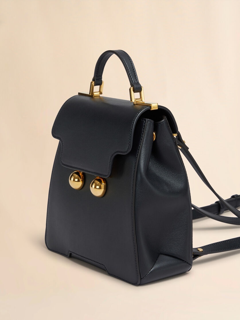 BLACK LEATHER TRUNKAROO BACKPACK - 4