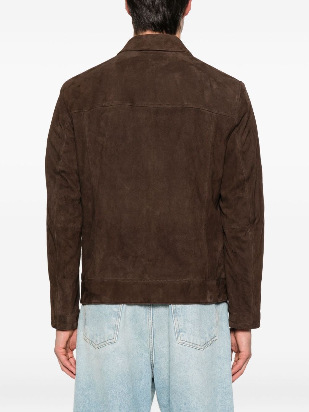 zip-front suede jacket - 4