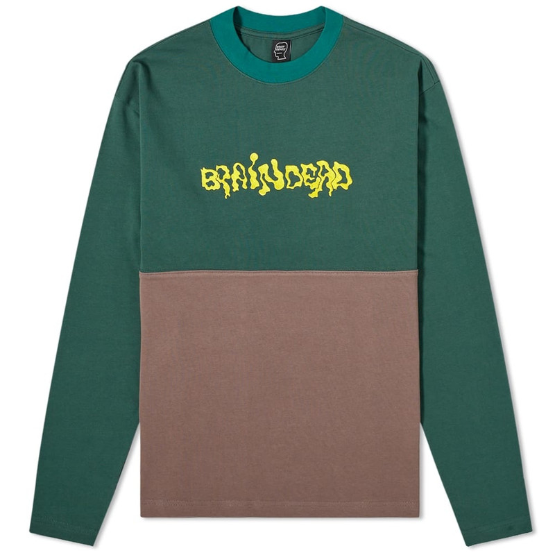 Brain Dead Embroidered Colour Block Football Tee 1