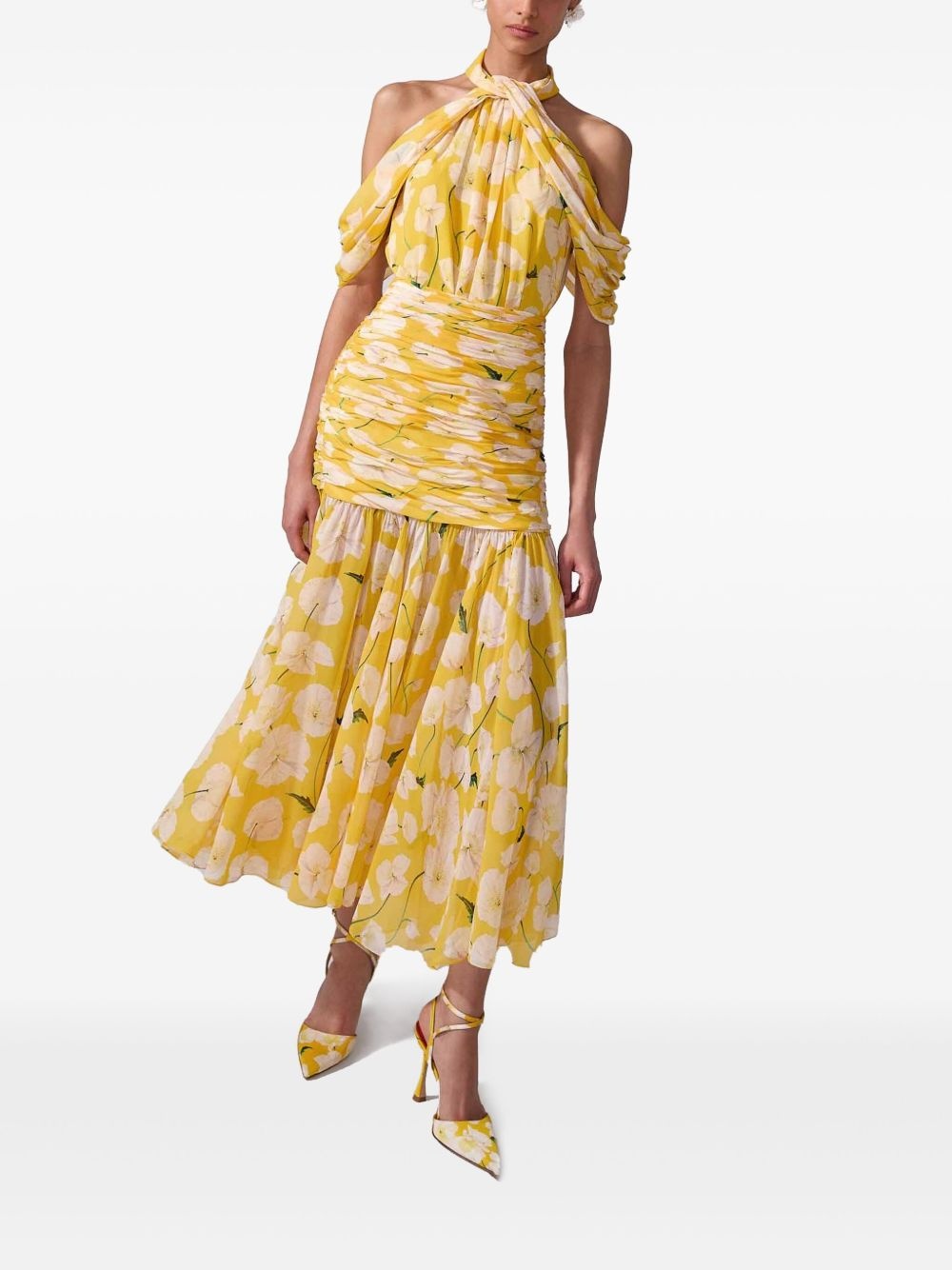 floral-print chiffon midi skirt - 4