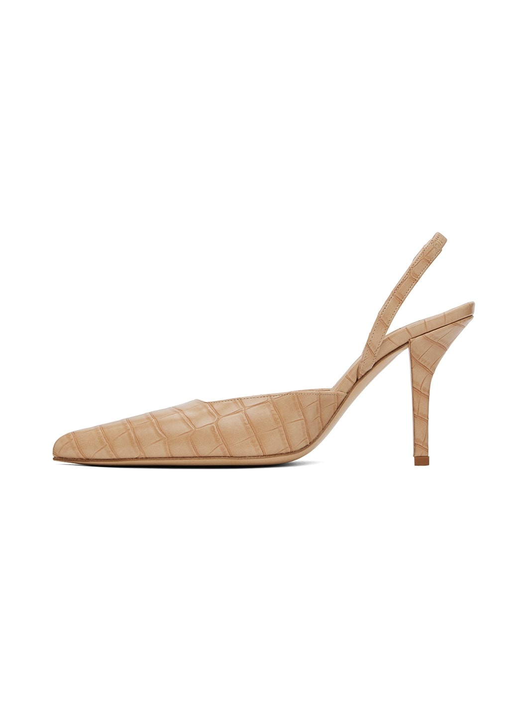Beige Octavie Croc Heels - 3