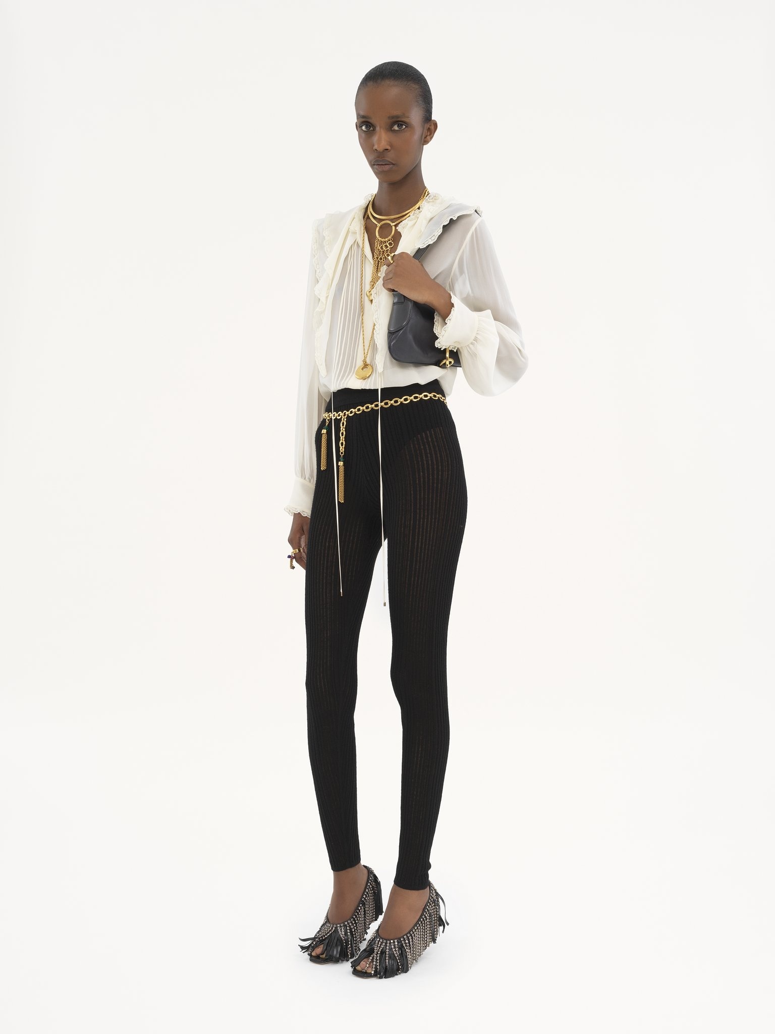 RUFFLED BLOUSE IN SILK GEORGETTE - 3