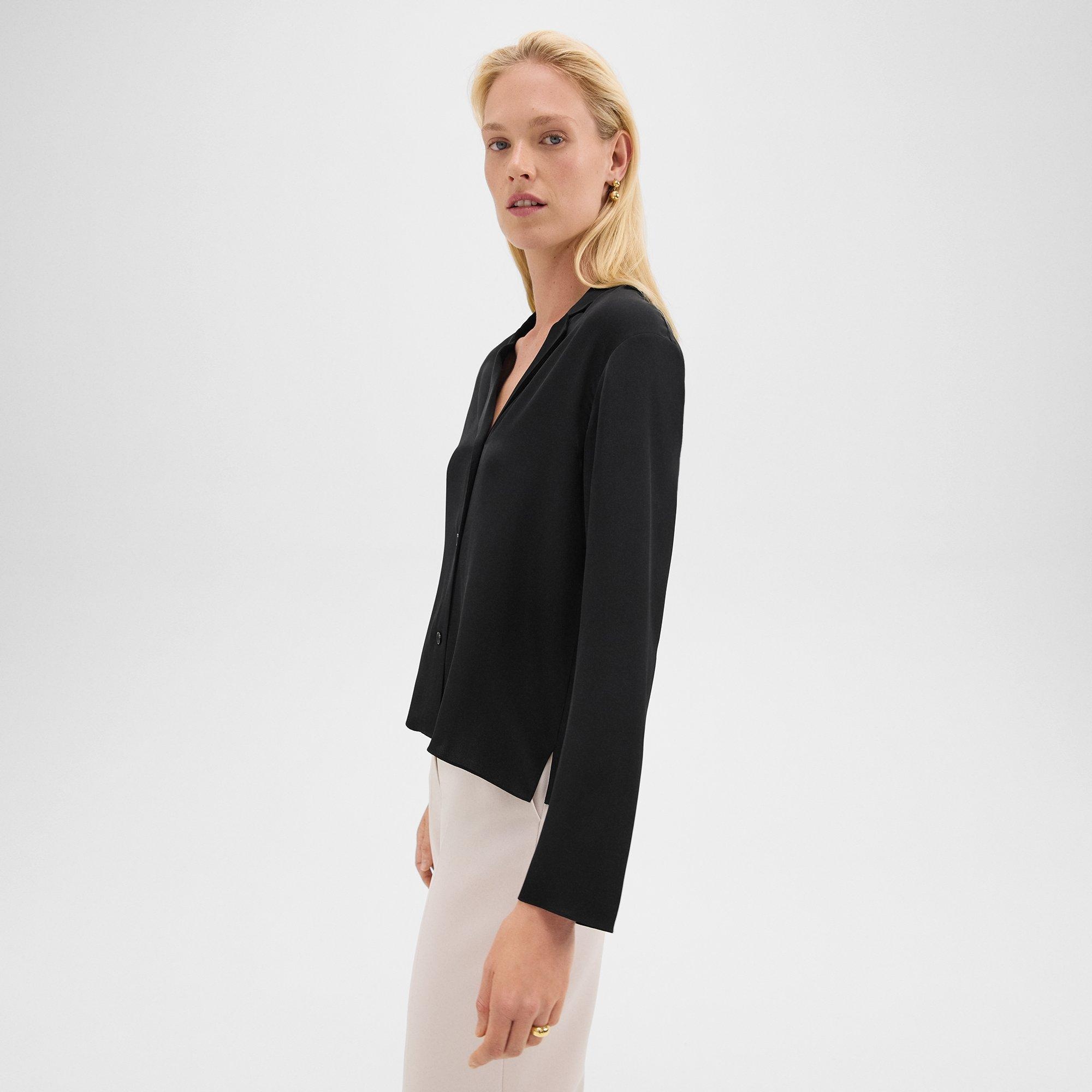 Notched Lapel Blouse in Silk Georgette - 3