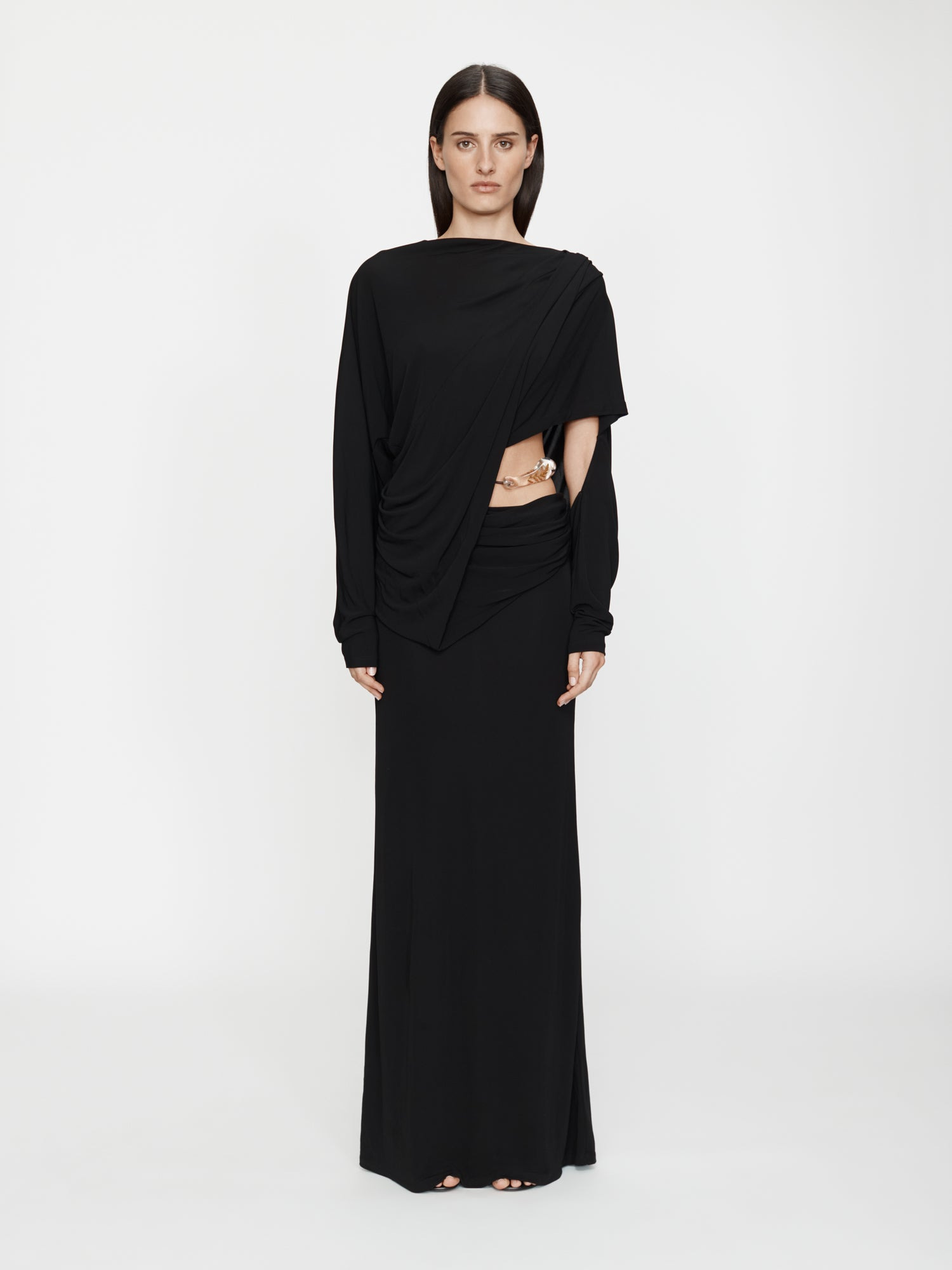 Encased Nature Resin Draped Jersey Dress - 5