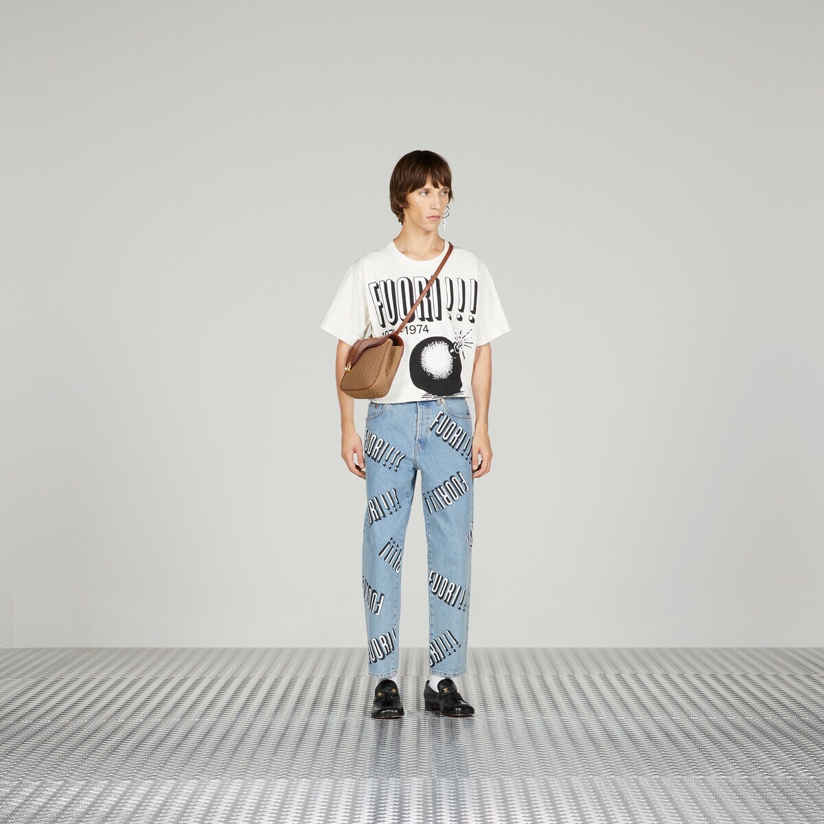 Cotton jersey T-shirt with Fuori!!! print - 2